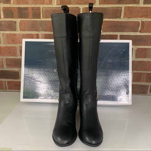 Karen Scott Deliee Black Round-toe Zip-up Block Heel Knee High Boots US 7.5 M WC - Picture 2 of 11
